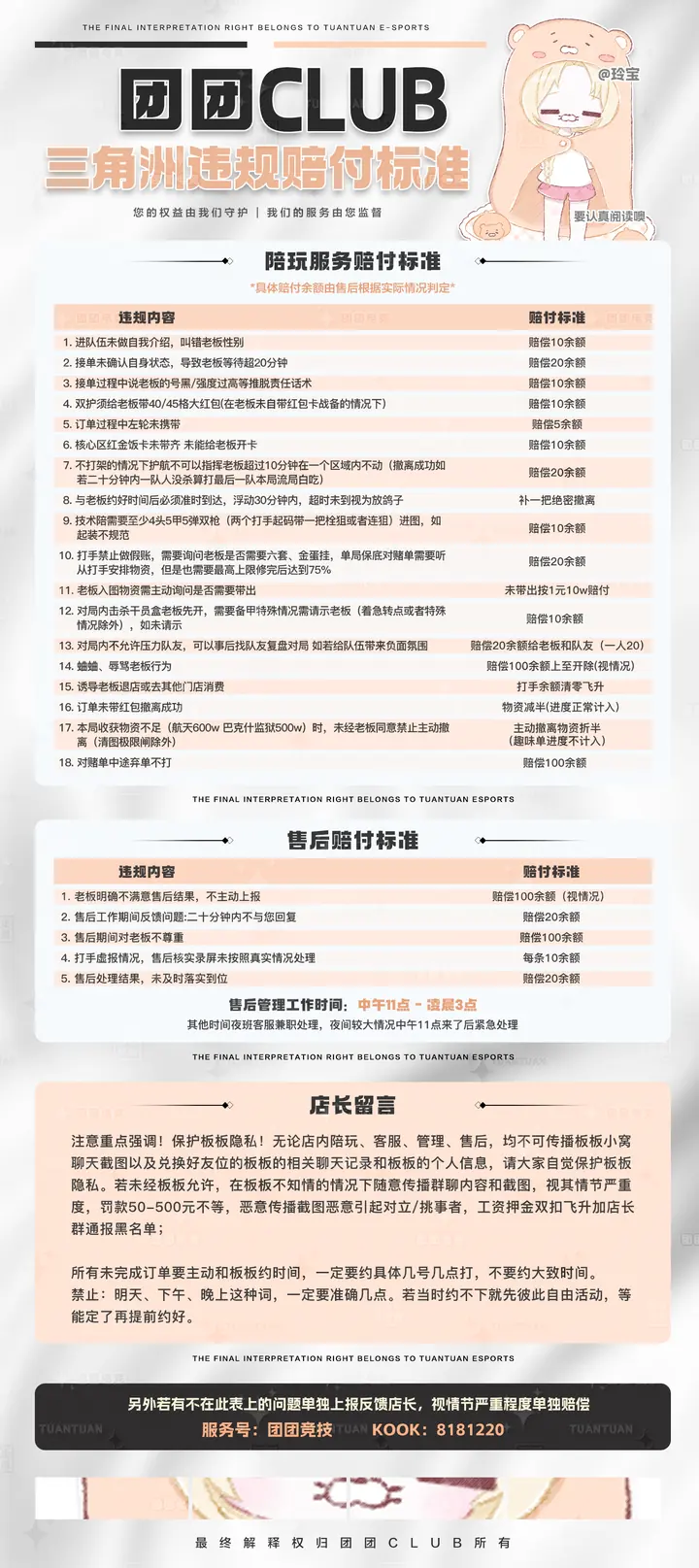 团团Club 三角洲违规赔付标准